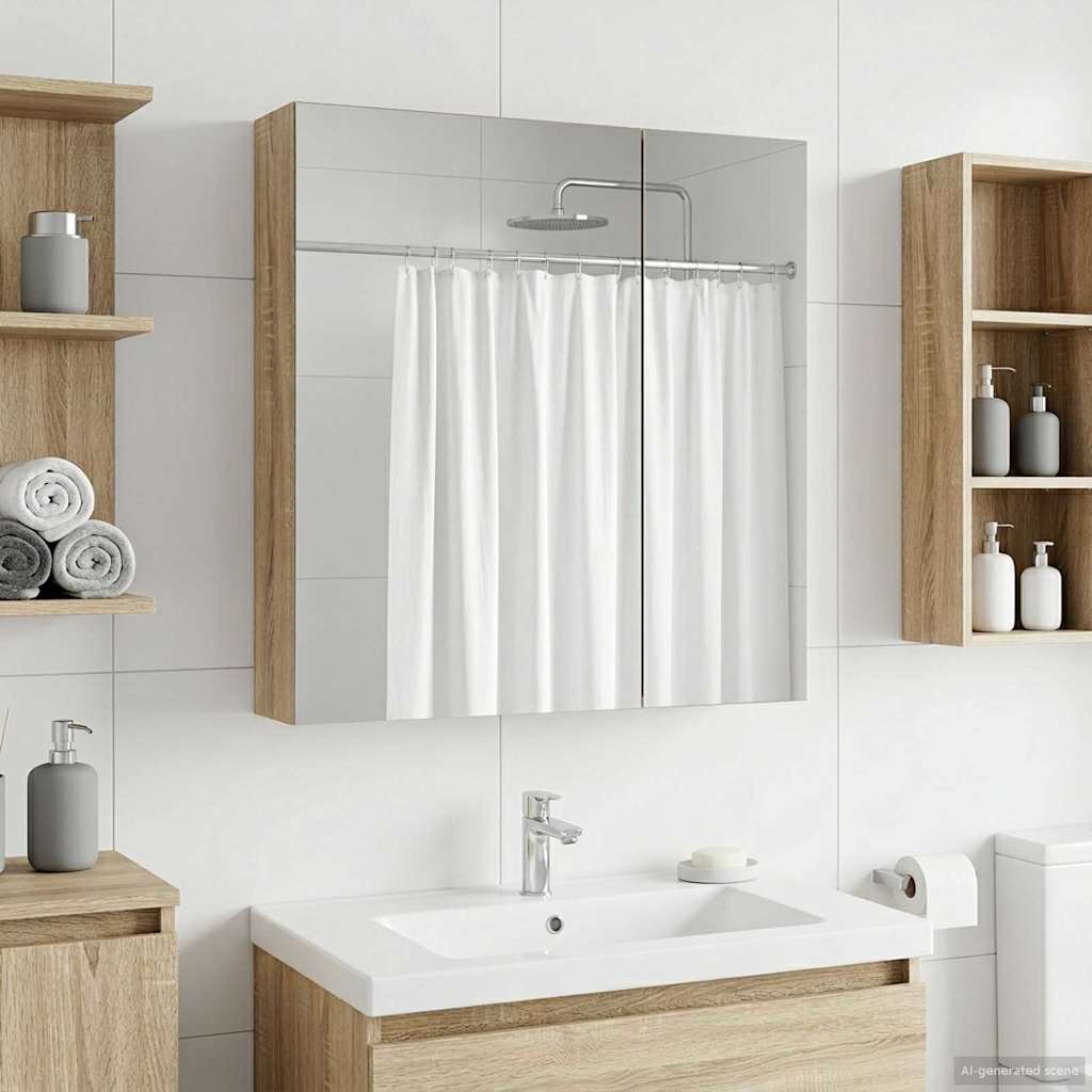 vidaXL Καθρέφτης Ντουλάπα Μπάνιου Δρύς Sonoma 60 x 14,5 x 70 εκ.