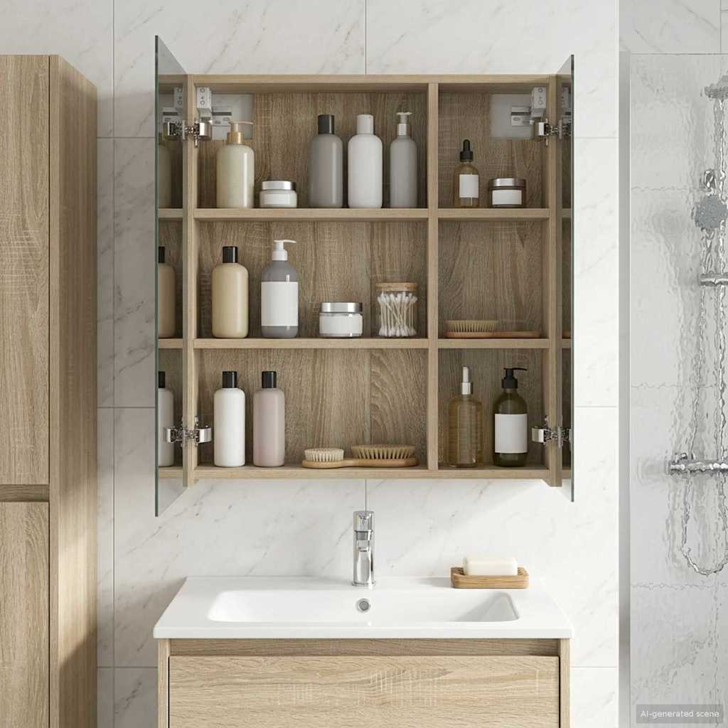 vidaXL Καθρέφτης Ντουλάπα Μπάνιου Δρύς Sonoma 60 x 14,5 x 70 εκ.