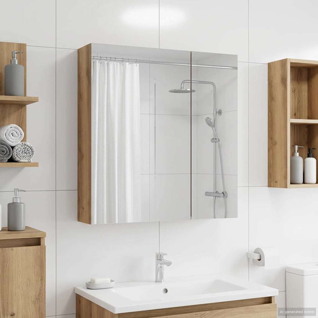 vidaXL Καθρέφτης Ντουλάπα Μπάνιου Artisan Δρυς 60 x 14,5 x 70 εκ.