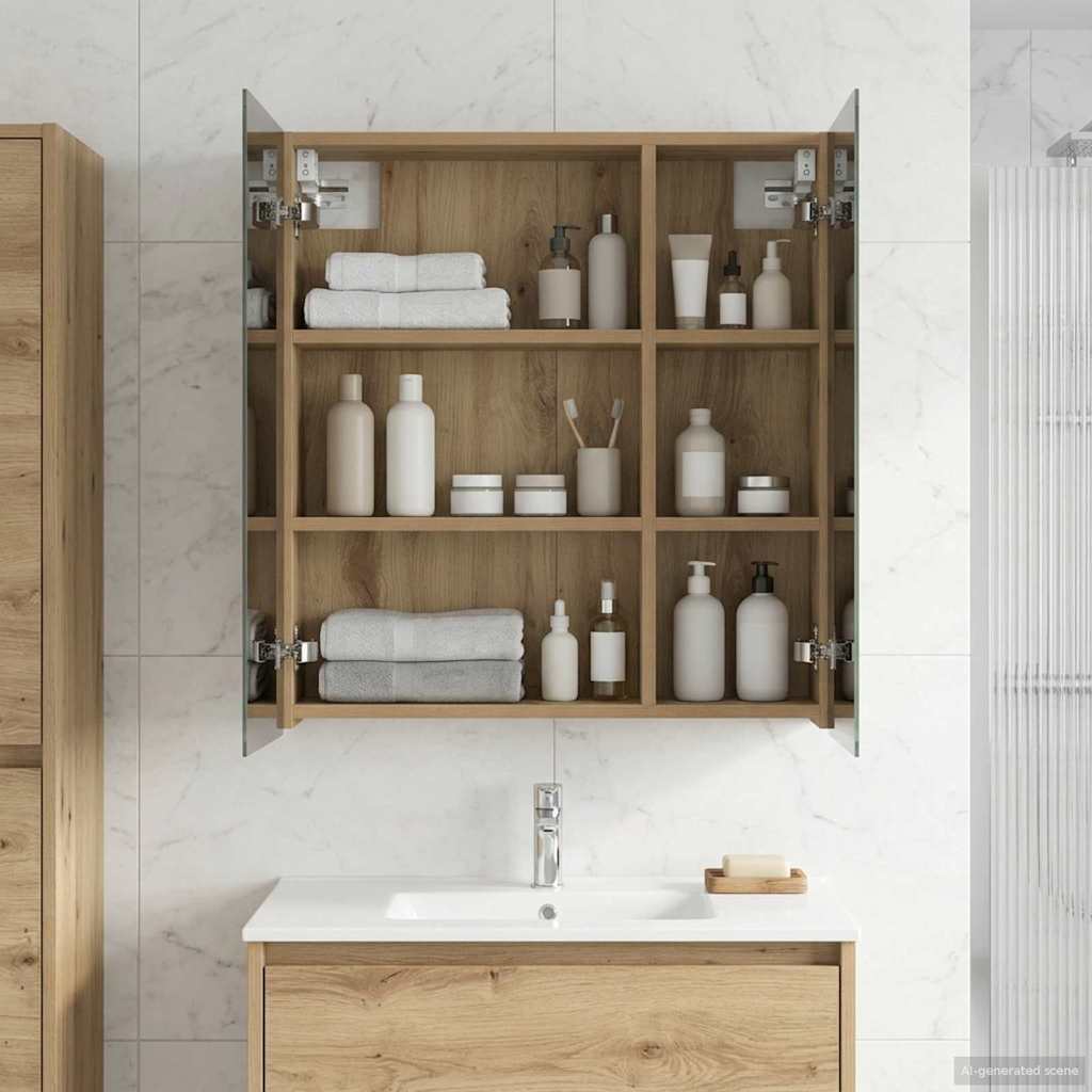 vidaXL Καθρέφτης Ντουλάπα Μπάνιου Artisan Δρυς 60 x 14,5 x 70 εκ.