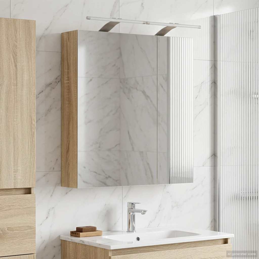 vidaXL Καθρέφτης Ντουλάπα Μπάνιου Δρύς Sonoma 60 x 14,5 x 70 εκ.