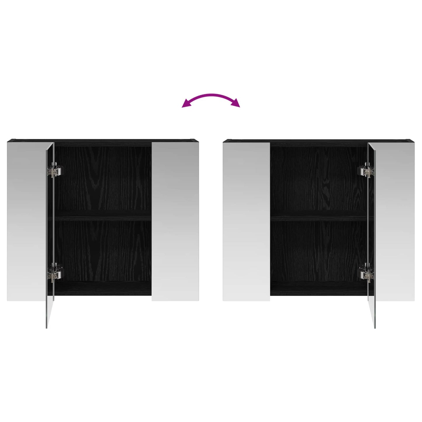 vidaXL Καθρέφτης Ντουλάπα Μπάνιου Μαύρη Οξυά 60 x 14,5 x 50 εκ