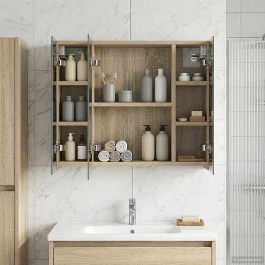 vidaXL Καθρέφτης Ντουλάπα Μπάνιου Δρύς Sonoma 60 x 14,5 x 50 εκ