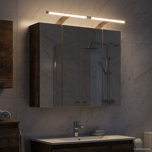 vidaXL Καθρέφτης Ντουλάπα Μπάνιου Καπνιστό Δρύς 60 x 14,5 x 50 εκ