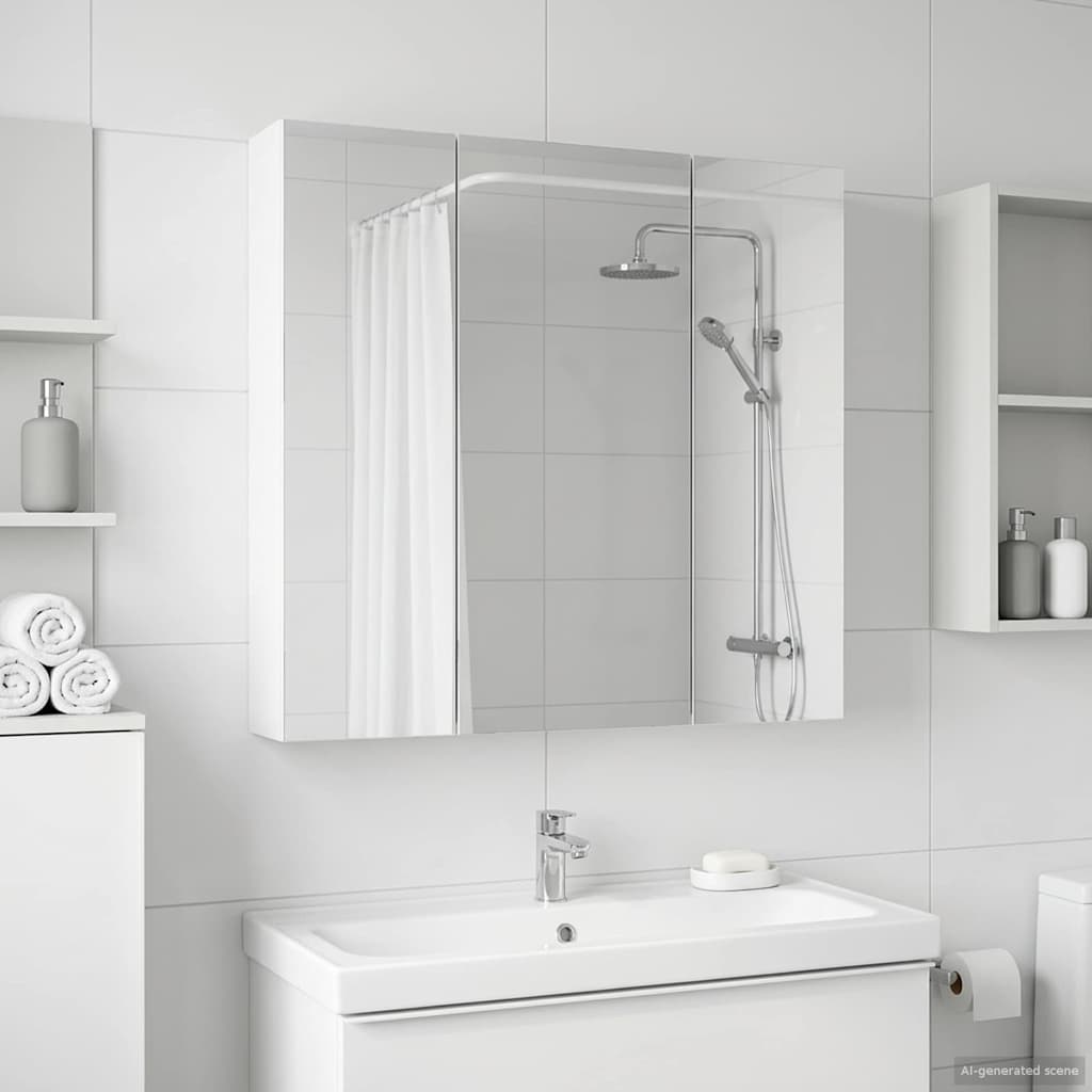 vidaXL Καθρέφτης Ντουλάπα Μπάνιου Λευκό 70 x 14,5 x 70 εκ