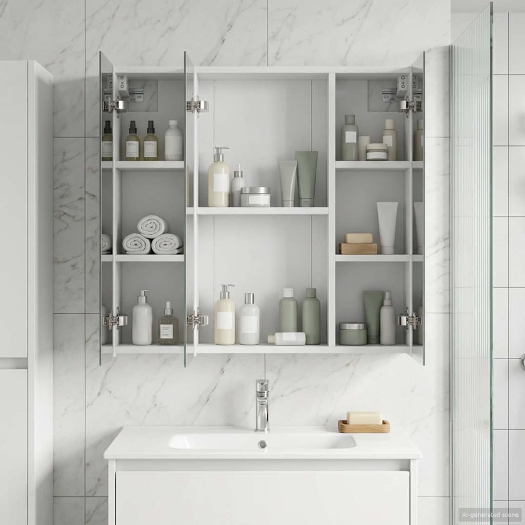 vidaXL Καθρέφτης Ντουλάπα Μπάνιου Λευκό 70 x 14,5 x 70 εκ