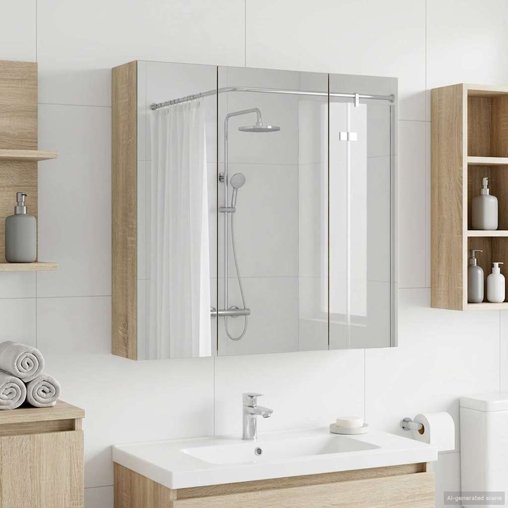 vidaXL Καθρέφτης Ντουλάπα Μπάνιου Δρύς Sonoma 70 x 14,5 x 70 εκ