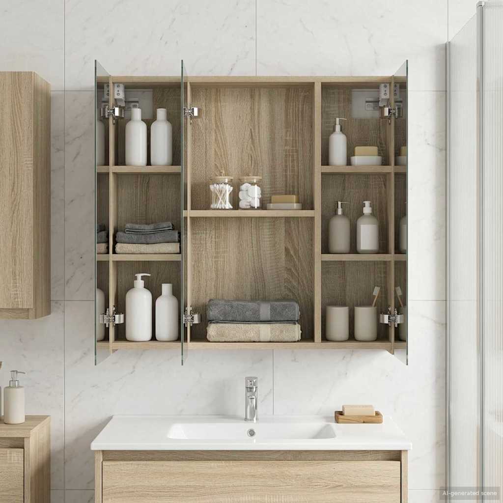 vidaXL Καθρέφτης Ντουλάπα Μπάνιου Δρύς Sonoma 70 x 14,5 x 70 εκ