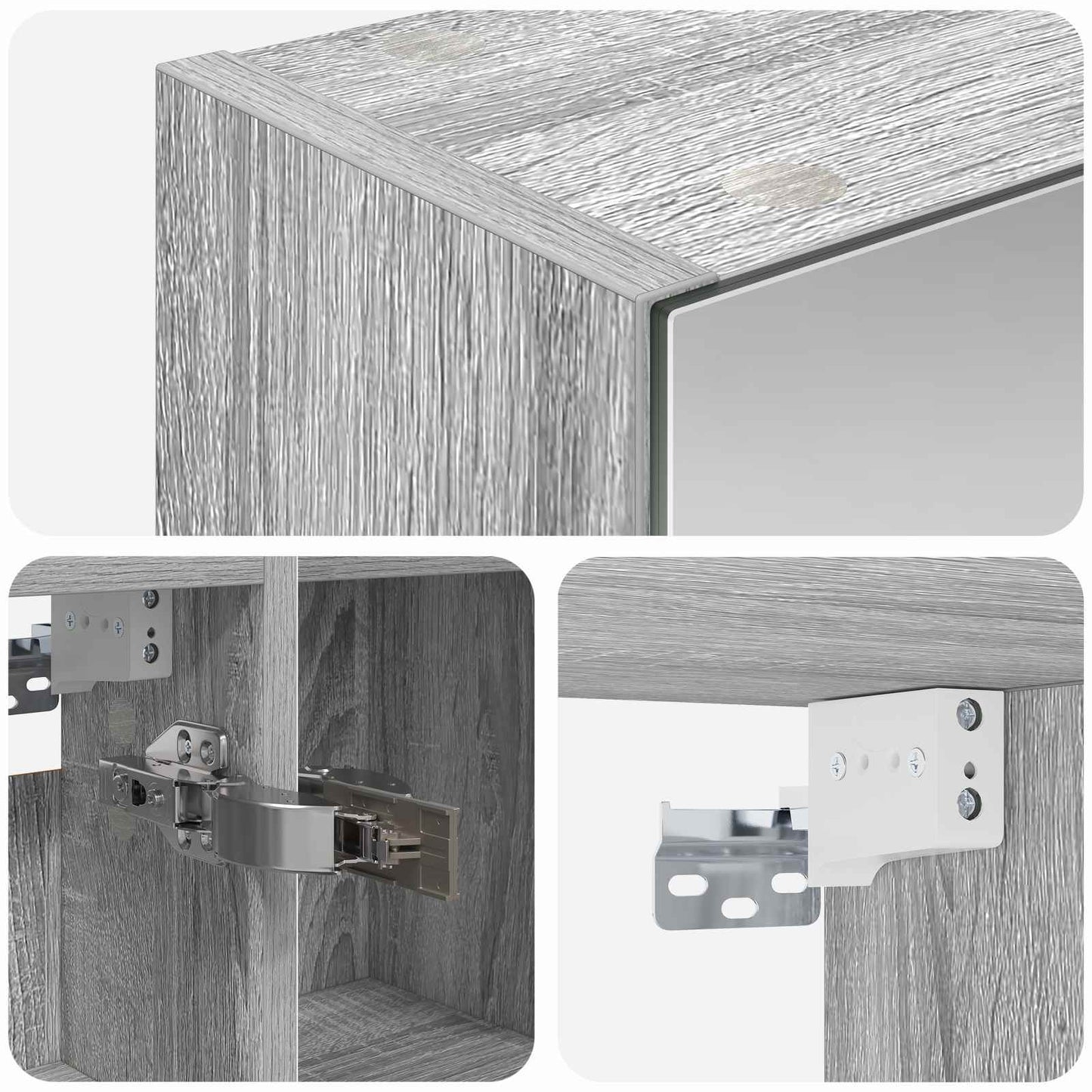 vidaXL Καθρέφτης Ντουλάπα Μπάνιου Γκρίζο Σονομα 80 x 14.5 x 70 εκ