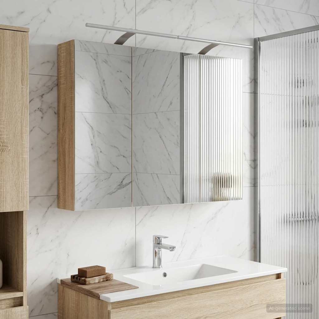 vidaXL Καθρέφτης Ντουλάπα Μπάνιου Δρύς Sonoma 100 x 14,5 x 70 εκ