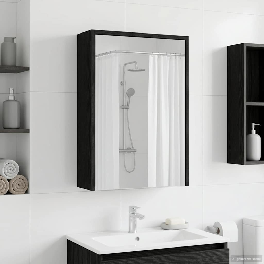 vidaXL Καθρέφτης Ντουλάπα Μπάνιου Μαύρη Οξυά 43 x 16 x 62.5 εκ.