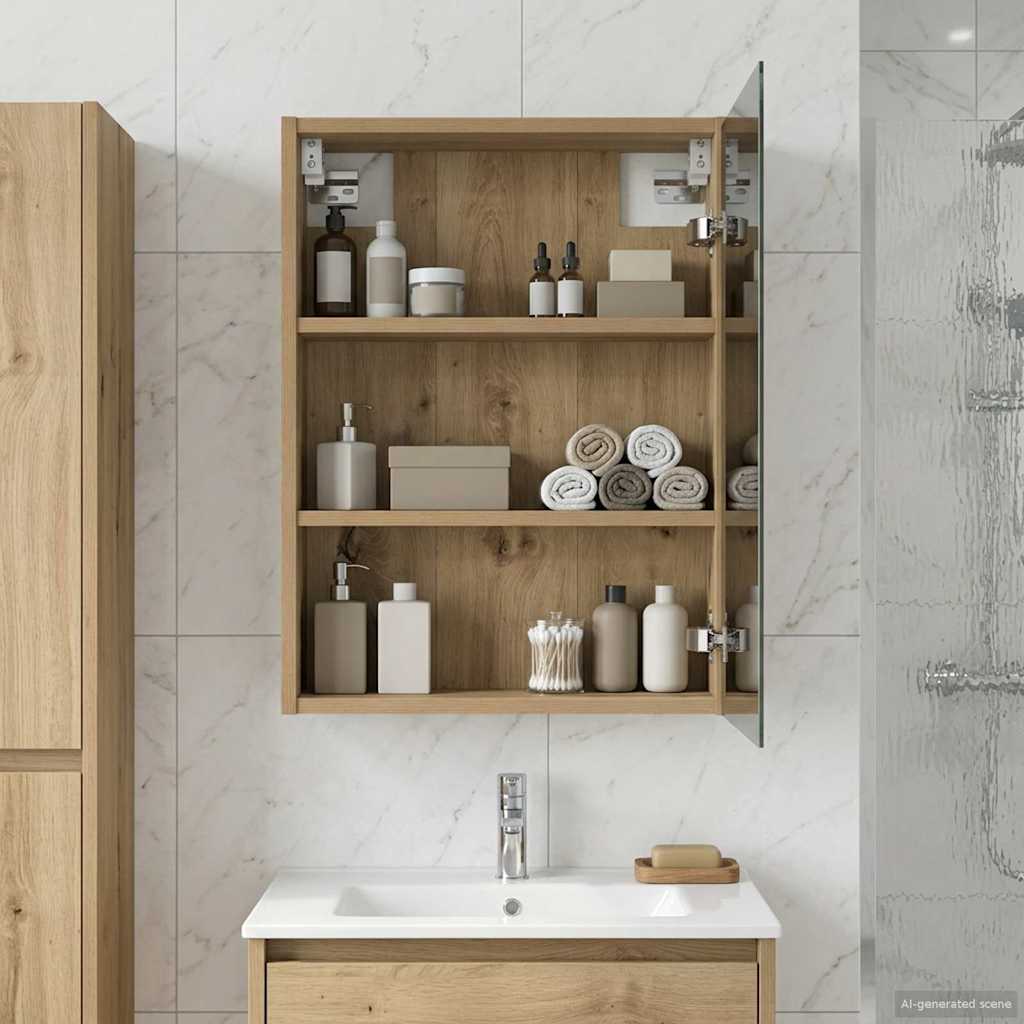 vidaXL Καθρέφτης Ντουλάπα Μπάνιου Artisan Δρυς 43 x 16 x 62.5 εκ.