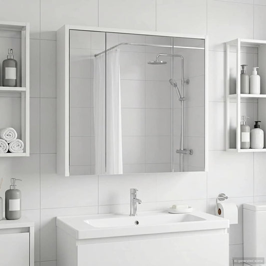 vidaXL Καθρέφτης Ντουλάπα Μπάνιου Λευκό 63,5 x 16 x 62,5 εκ.