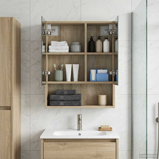 vidaXL Καθρέφτης Ντουλάπα Μπάνιου Δρύς Sonoma 50 x 14,5 x 70 εκ