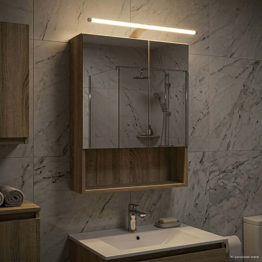 vidaXL Καθρέφτης Ντουλάπα Μπάνιου Δρύς Sonoma 50 x 14,5 x 70 εκ