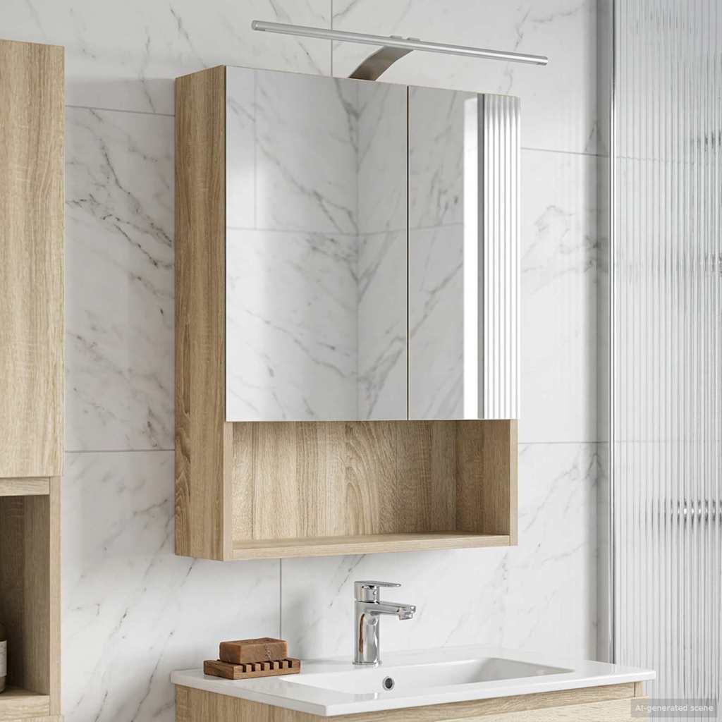 vidaXL Καθρέφτης Ντουλάπα Μπάνιου Δρύς Sonoma 50 x 14,5 x 70 εκ