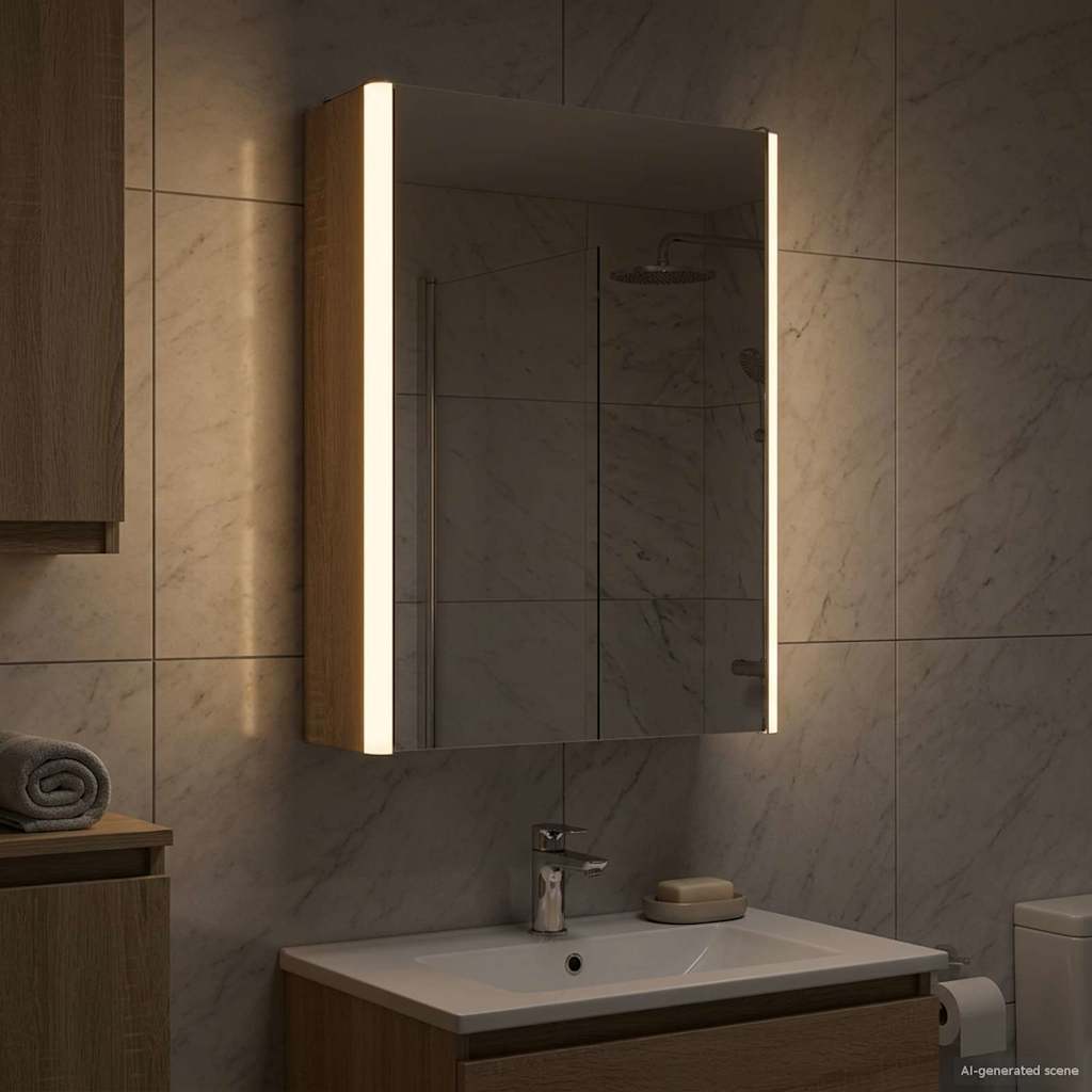 vidaXL Καθρέφτης Ντουλάπα Μπάνιου Δρύς Sonoma 33 x 11,5 x 50 εκ.