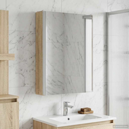 vidaXL Καθρέφτης Ντουλάπα Μπάνιου Δρύς Sonoma 43 x 11,5 x 60,5 εκ.