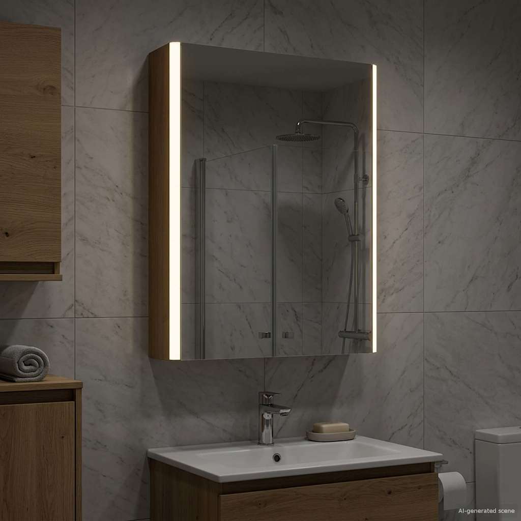 vidaXL Καθρέφτης Ντουλάπα Μπάνιου Artisan Δρυς 43 x 11,5 x 60,5 εκ.