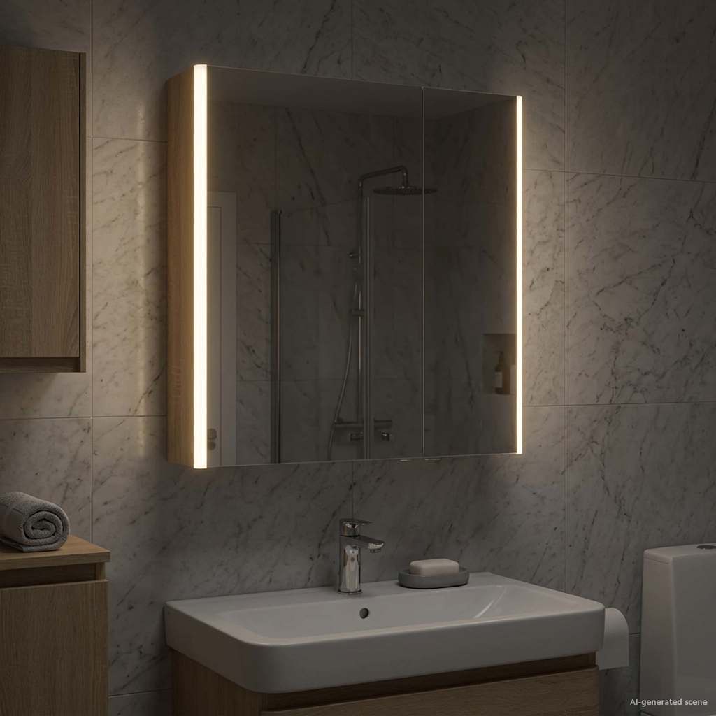 vidaXL Καθρέφτης Ντουλάπα Μπάνιου Δρύς Sonoma 63,5 x 15,5 x 70 εκ.