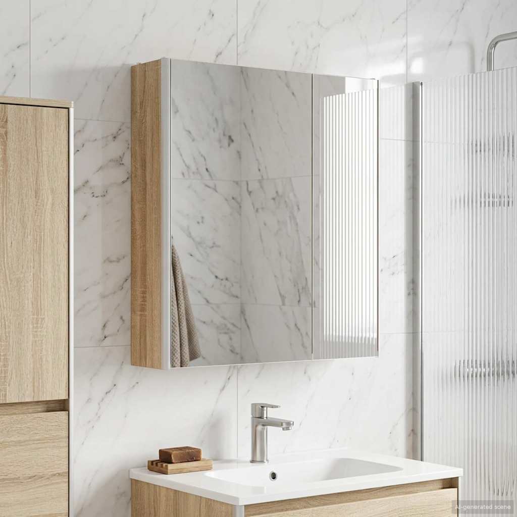 vidaXL Καθρέφτης Ντουλάπα Μπάνιου Δρύς Sonoma 63,5 x 15,5 x 70 εκ.