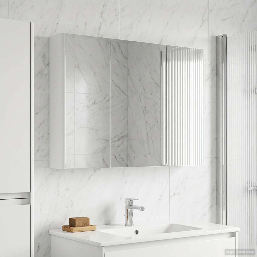 vidaXL Καθρέφτης Ντουλάπα Μπάνιου Λευκό 103,5 x 15,5 x 70 εκ.