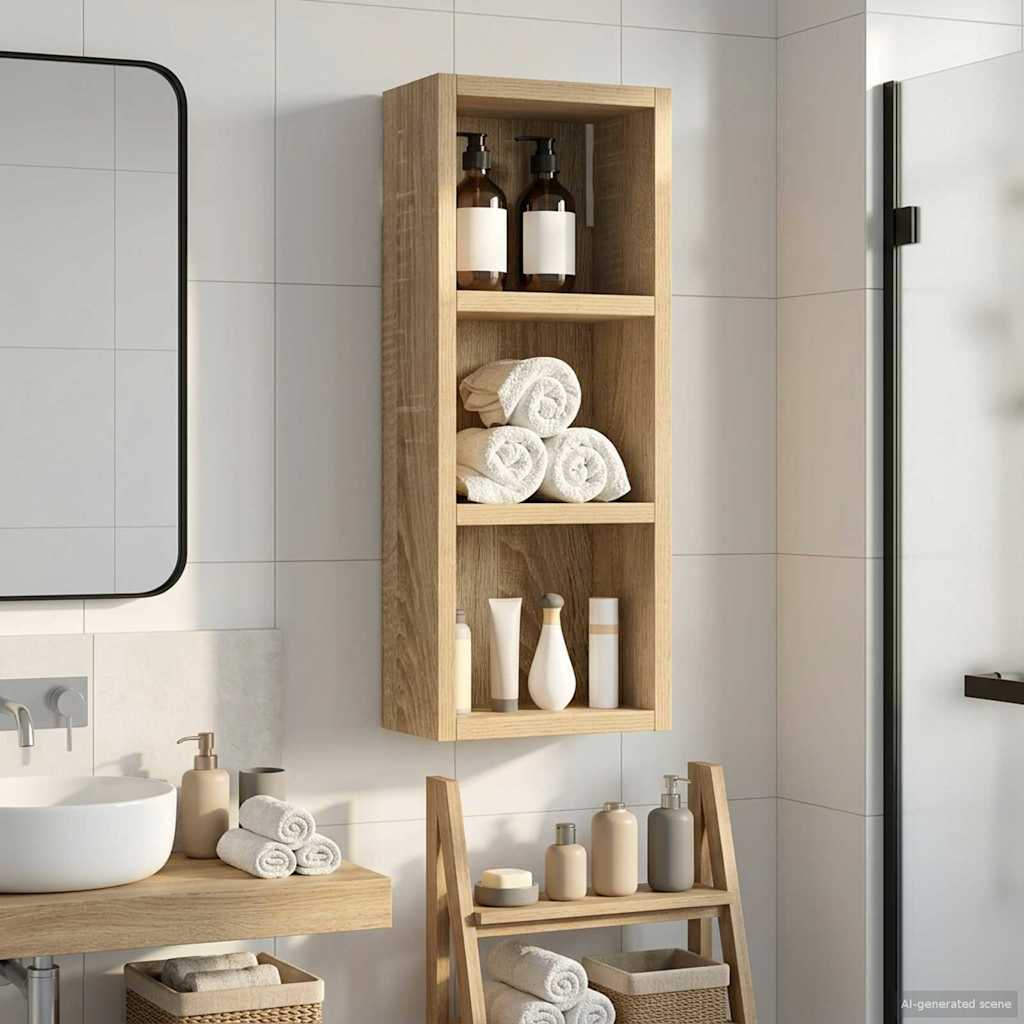 vidaXL Ντουλάπα τοίχου μπάνιου με ράφι Δρύς Sonoma 20 x 10 x 50 εκ
