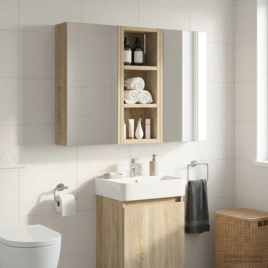 vidaXL Ντουλάπα τοίχου μπάνιου με ράφι Δρύς Sonoma 20 x 10 x 50 εκ