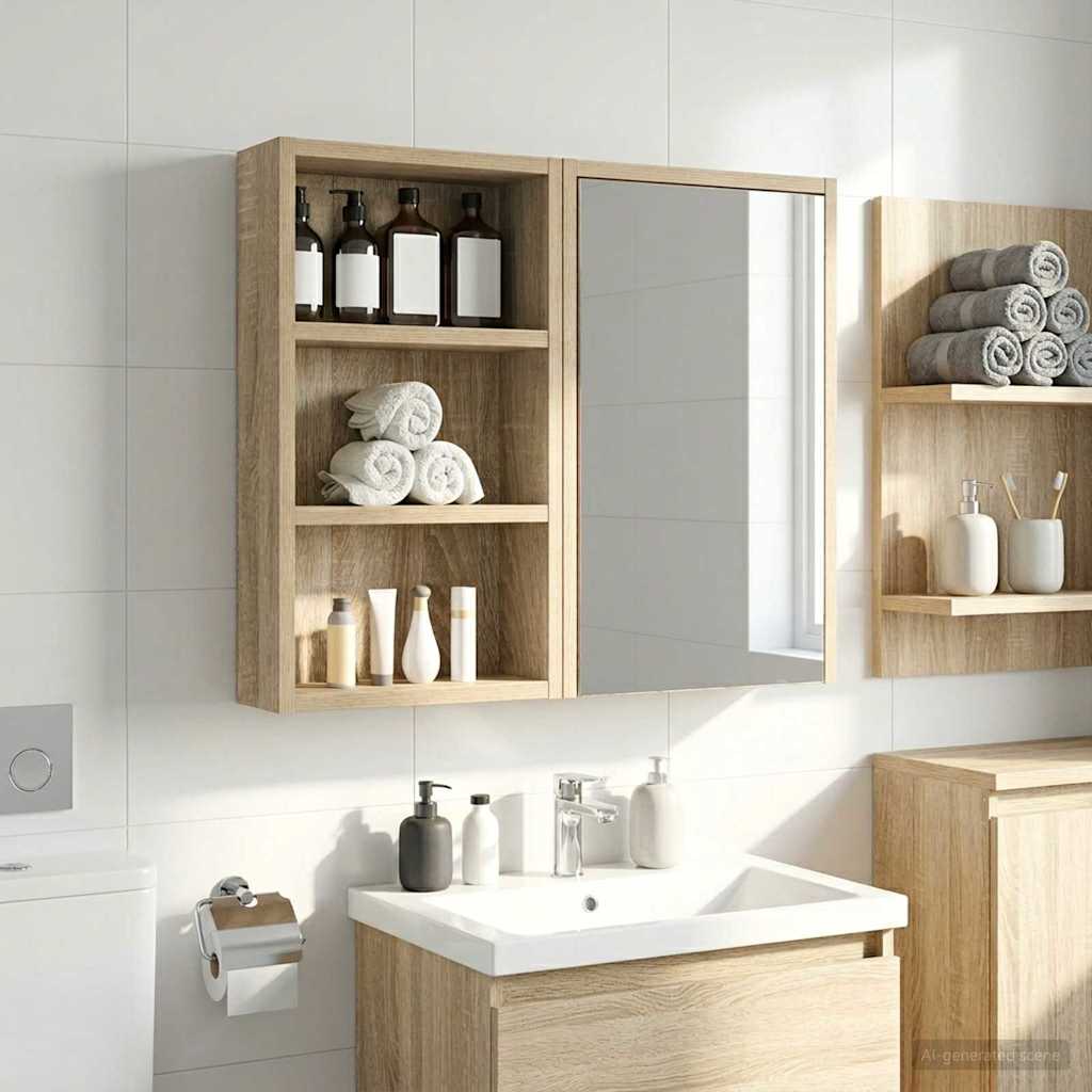 vidaXL Ντουλάπα τοίχου μπάνιου με ράφι Δρύς Sonoma 30 x 10 x 50 εκ