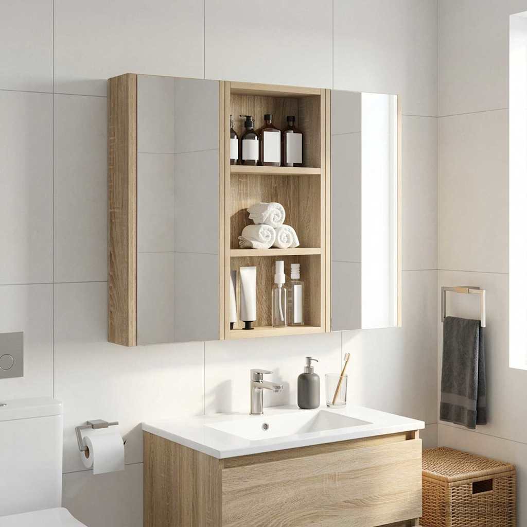 vidaXL Ντουλάπα τοίχου μπάνιου με ράφι Δρύς Sonoma 30 x 10 x 60,5 εκ