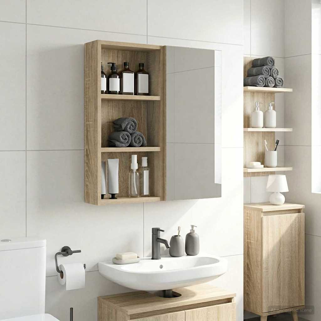 vidaXL Ντουλάπα τοίχου μπάνιου με ράφι Δρύς Sonoma 30 x 10 x 60,5 εκ