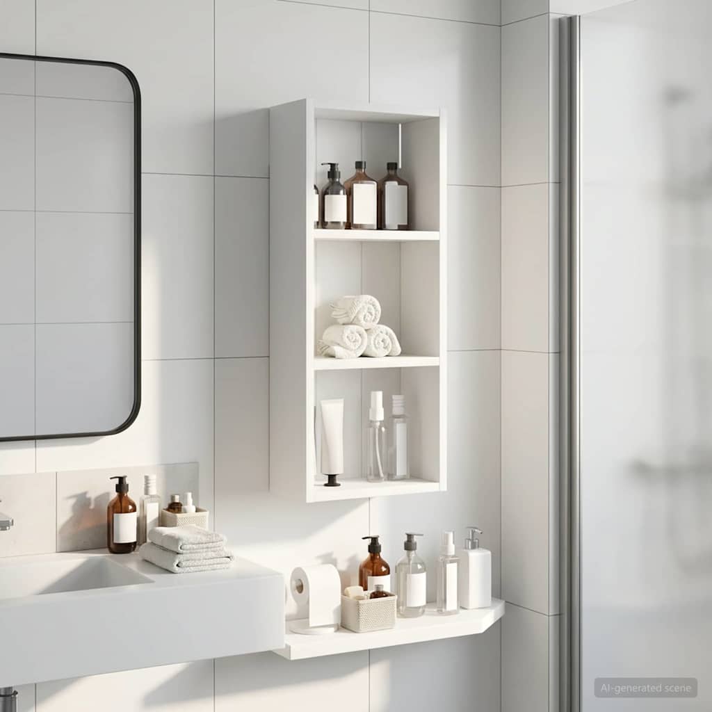 vidaXL Ντουλάπα τοίχου μπάνιου με ράφι Λευκός 30 x 14 x 70 εκ