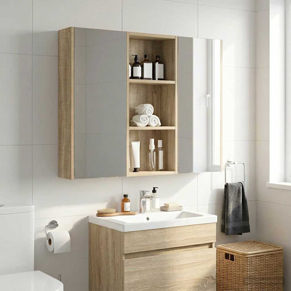 vidaXL Ντουλάπα τοίχου μπάνιου με ράφι Δρύς Sonoma 30 x 14 x 70 εκ