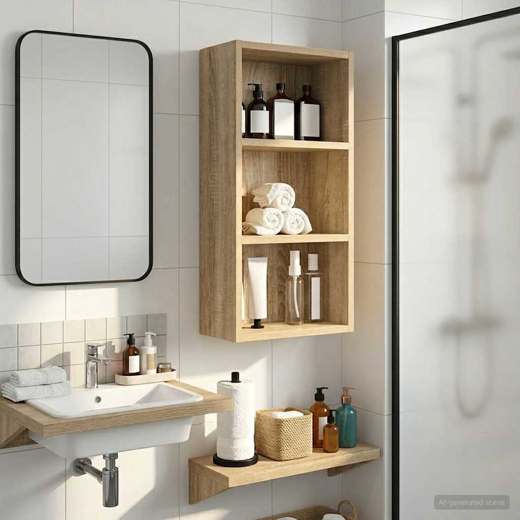 vidaXL Ντουλάπα τοίχου μπάνιου με ράφι Δρύς Sonoma 30 x 16 x 62,5 εκ.