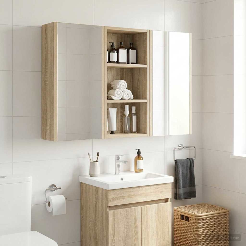 vidaXL Ντουλάπα τοίχου μπάνιου με ράφι Δρύς Sonoma 30 x 16 x 62,5 εκ.
