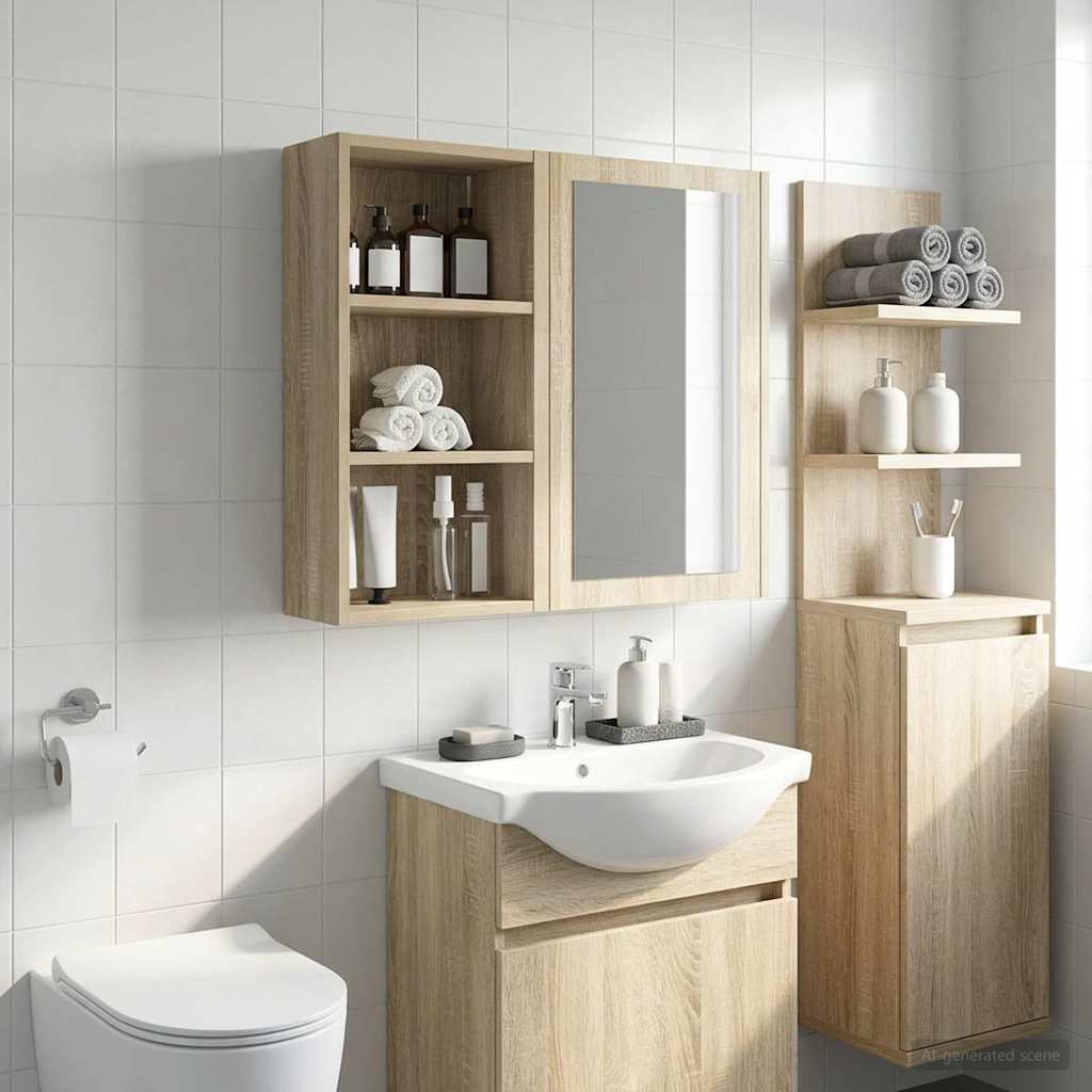 vidaXL Ντουλάπα τοίχου μπάνιου με ράφι Δρύς Sonoma 30 x 16 x 62,5 εκ.