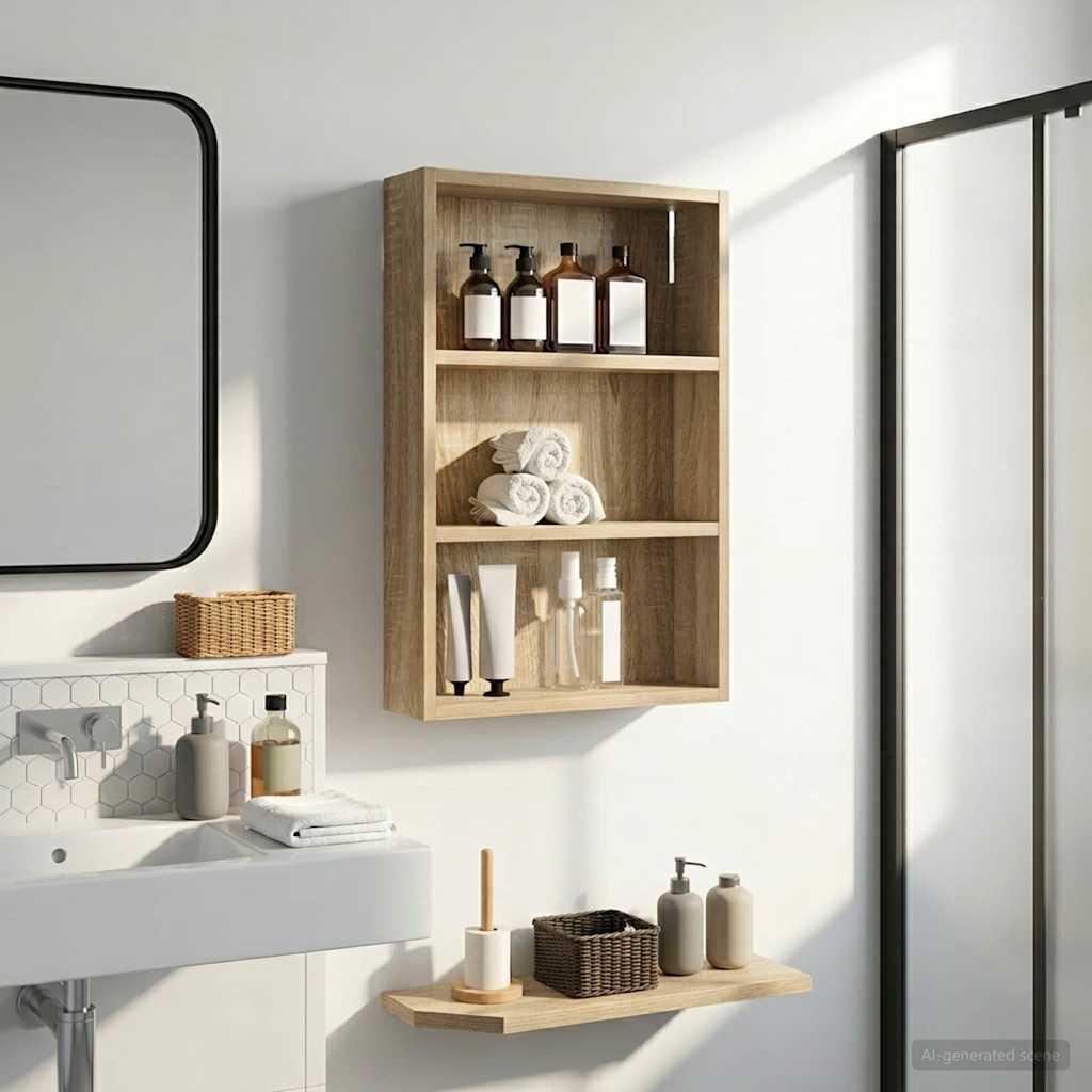 vidaXL Ντουλάπα τοίχου μπάνιου με ράφι Δρύς Sonoma 40 x 10 x 60,5 εκ