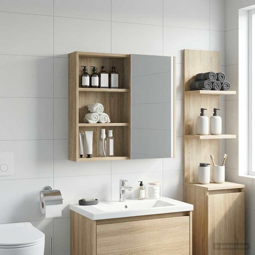 vidaXL Ντουλάπα τοίχου μπάνιου με ράφι Δρύς Sonoma 40 x 10 x 60,5 εκ