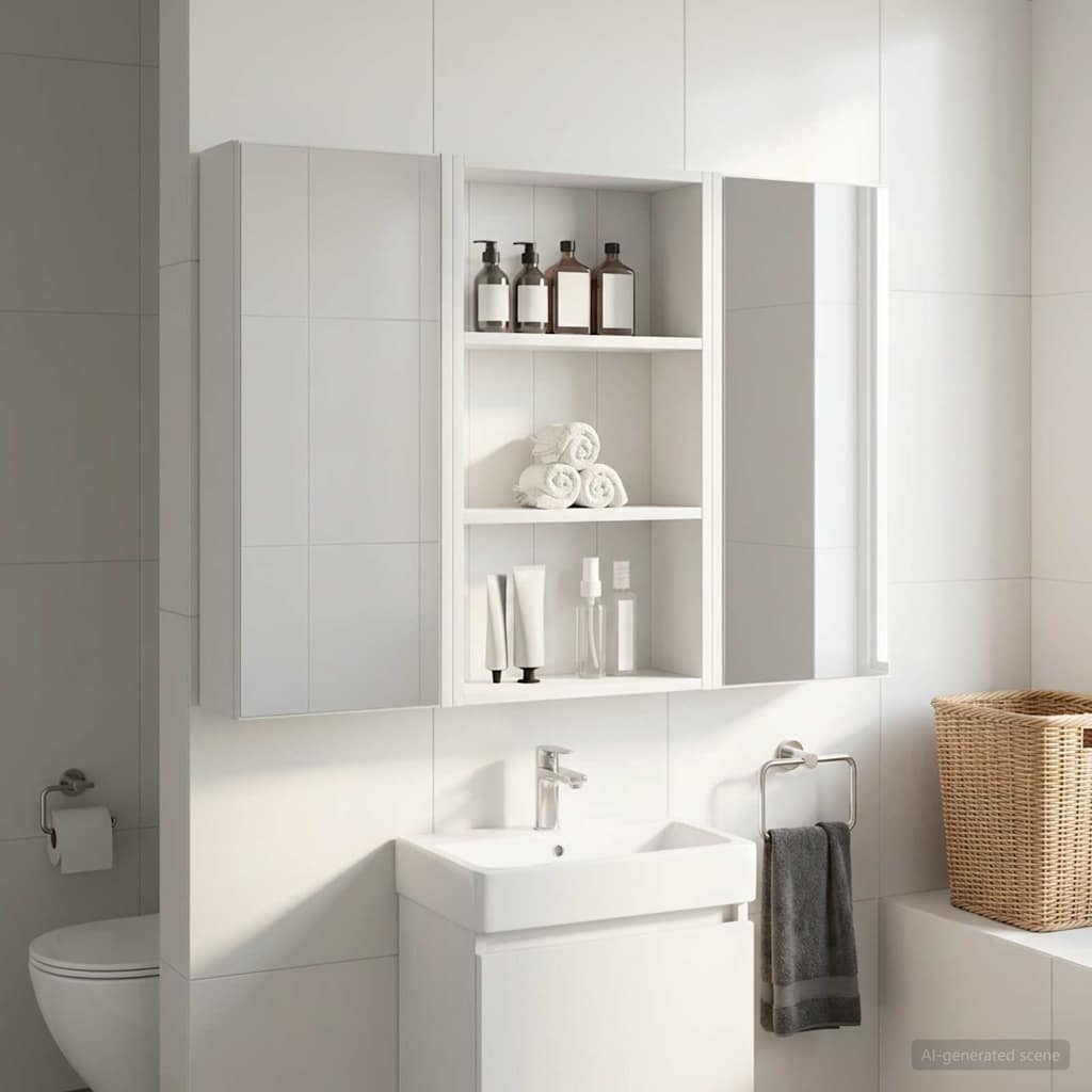 vidaXL Ντουλάπα τοίχου μπάνιου με ράφι Λευκός 40 x 14 x 70 εκ