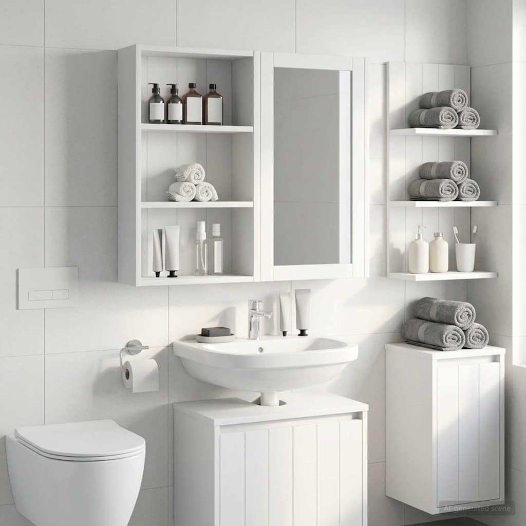 vidaXL Ντουλάπα τοίχου μπάνιου με ράφι Λευκός 40 x 14 x 70 εκ
