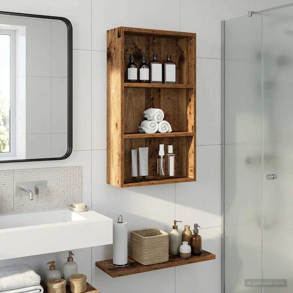 vidaXL Ντουλάπα τοίχου μπάνιου Παλιό ξύλο 40 x 14 x 70 εκ