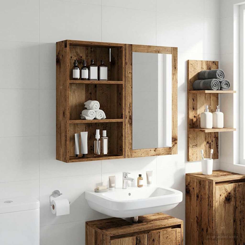 vidaXL Ντουλάπα τοίχου μπάνιου Παλιό ξύλο 40 x 14 x 70 εκ
