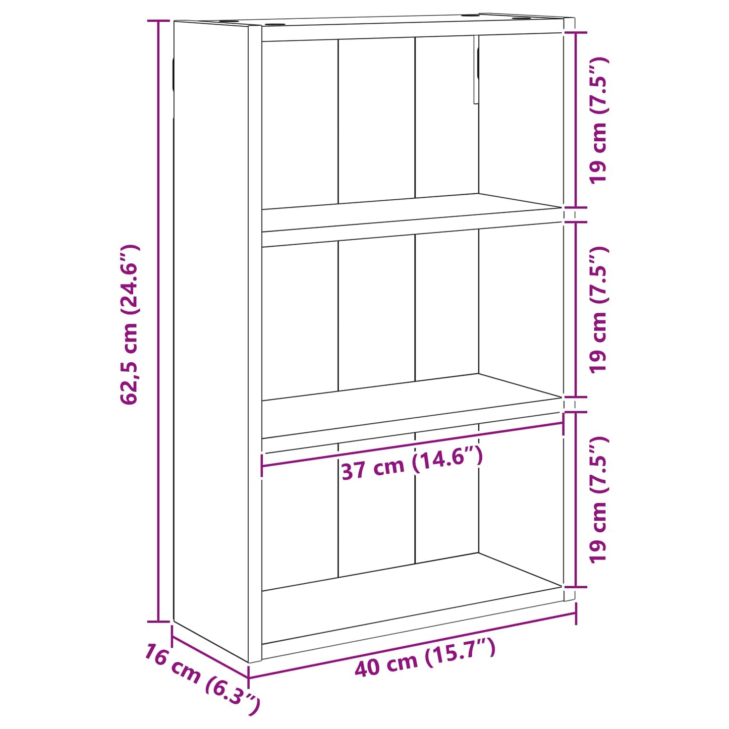 vidaXL Ντουλάπα τοίχου μπάνιου Artisan Δρυς 40 x 16 x 62,5 εκ.