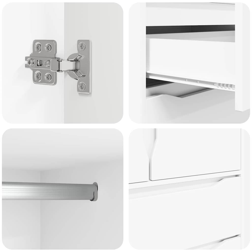 vidaXL Ντουλάπι Μπάνιου Λευκό 79,5 x 49 x 156 εκ Επεξεργασμένο ξύλο