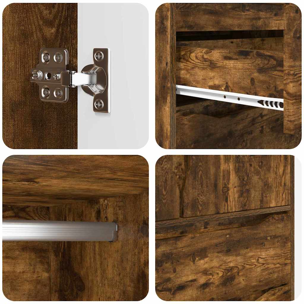 vidaXL Ντουλάπι Μπάνιου με συρτάρι Καπνιστό Δρύς 79,5 x 49 x 156 εκ