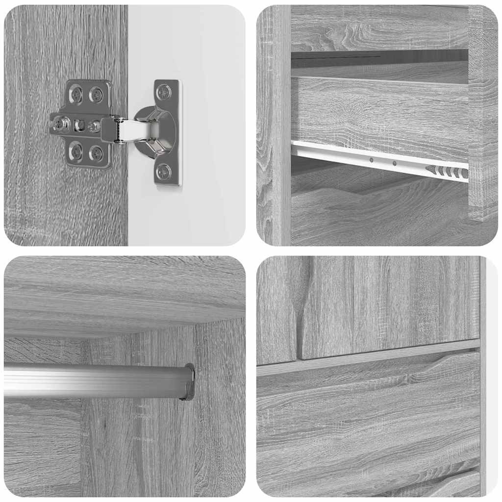 vidaXL Ντουλάπι Μπάνιου με συρτάρι Γκρίζο Σονομα 79,5 x 49 x 156 εκ