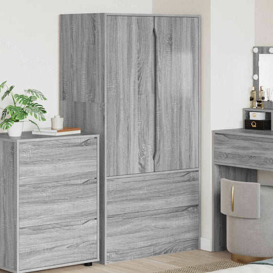 vidaXL Ντουλάπι με συρτάρι με πόρτα Γκρι Σονομά 79,5 x 49 x 156 εκ