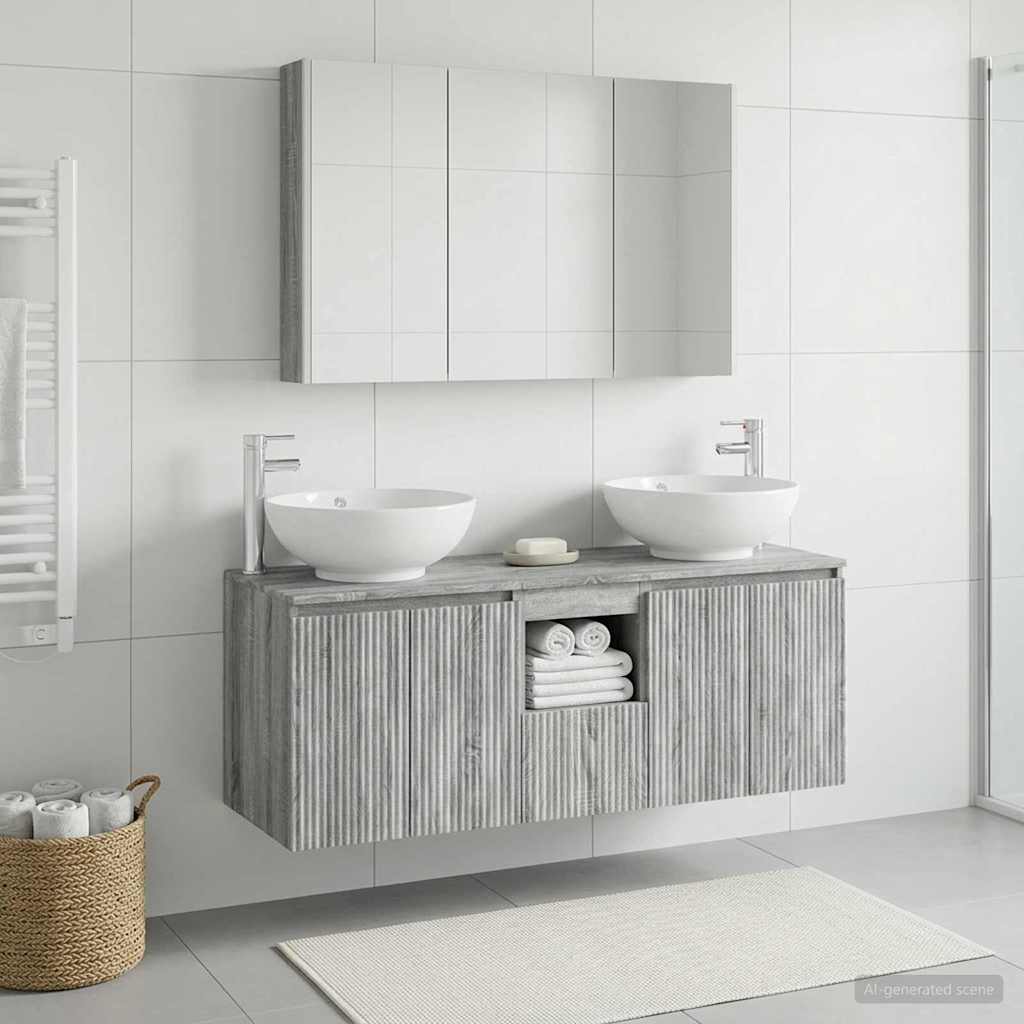 vidaXL Σετ Ντουλαπιών Μπάνιου 4 τμχ. Γκρι Sonoma Επεξεργασμένο Ξύλο