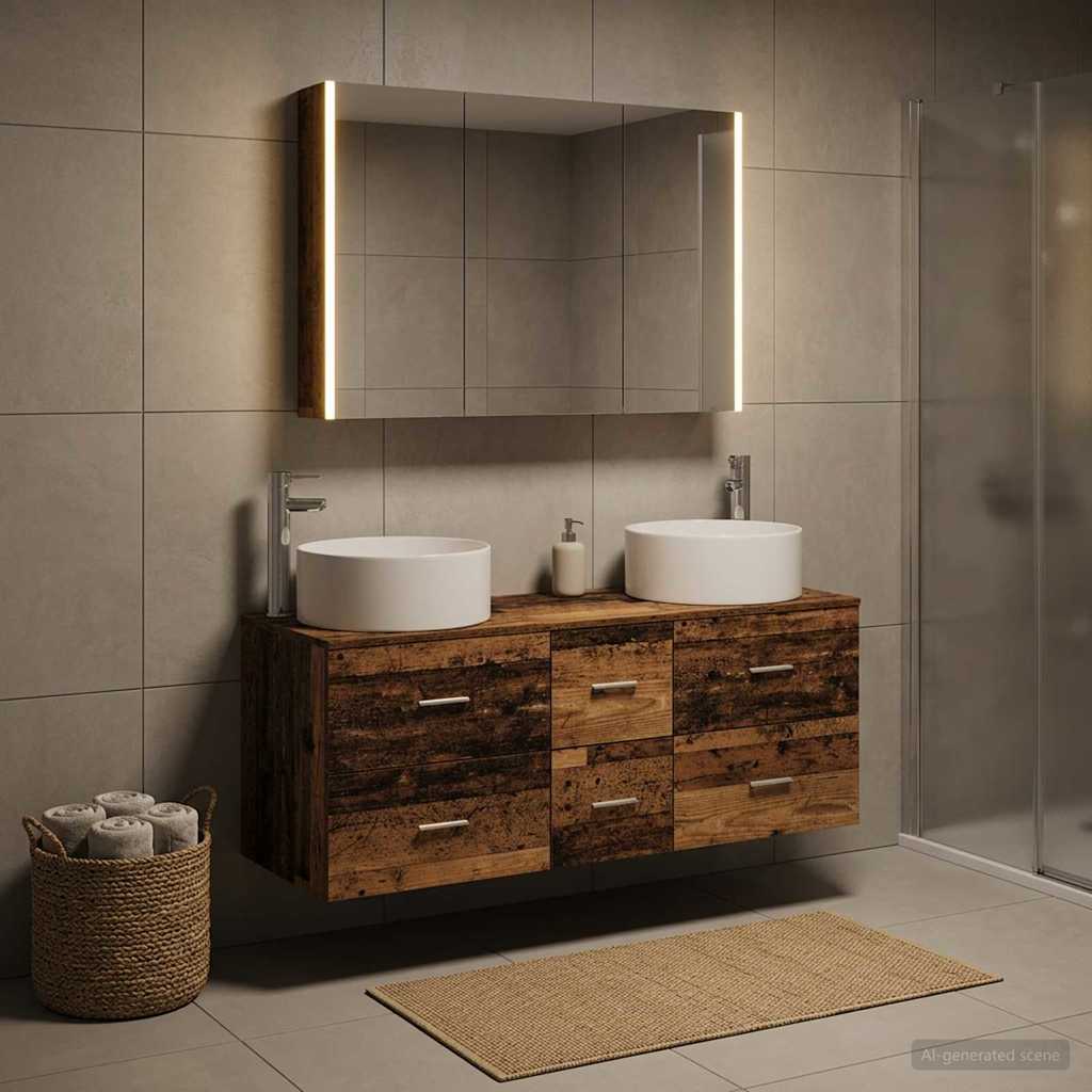 vidaXL Σετ Επίπλων Μπάνιου 4 τμχ. Παλαιωμένο ξύλο