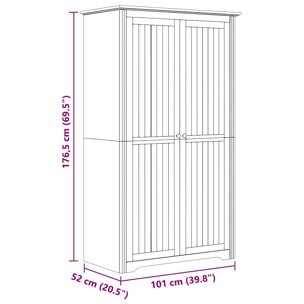 vidaXL Ντουλάπι BODO Μέλι Καφέ 53,5 x 99 x 173 εκ Επεξεργασμένο ξύλο